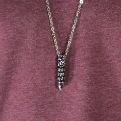 Fort Tempus Silver-Tone Stainless Steel Skulls Pattern Bullet Cable Chain Necklace -MEN NECKLACES shop 26 skulls pattern stainless steel necklace cropped2