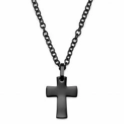 Lucleon Gunmetal Stainless Steel Unique Curvy Cross Cable Chain Necklace
