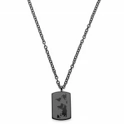 Lucleon Black Stainless Steel World Map Cable Chain Necklace