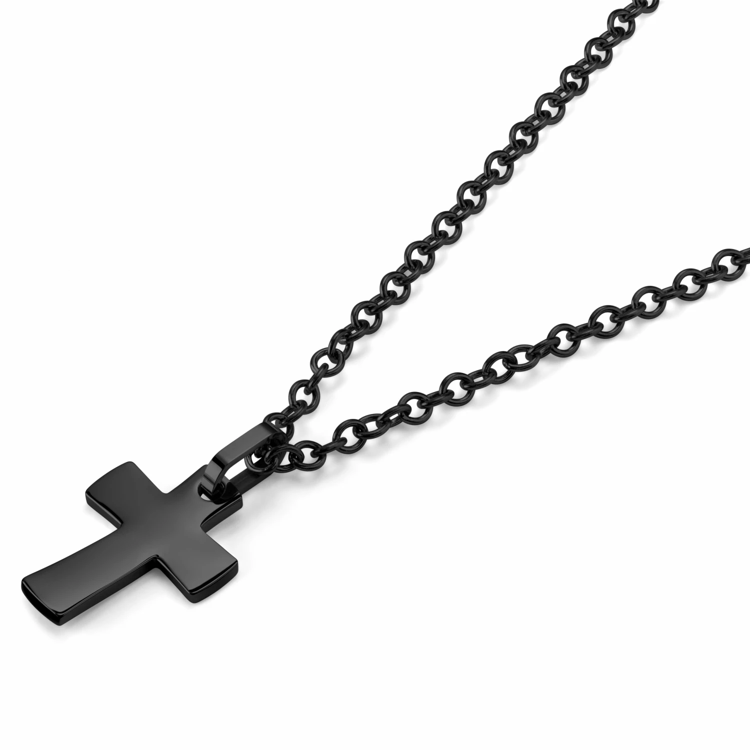 Lucleon Gunmetal Stainless Steel Unique Curvy Cross Cable Chain Necklace 4 Lucleon Gunmetal Stainless Steel Unique Curvy Cross Cable Chain Necklace - Image 2