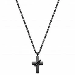 Lucleon Black Stainless Steel With Cross & Ring Cable Chain Necklace -MEN NECKLACES shop 29 1e0f6de0b311d656b9c17e011ea2bd932
