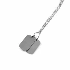 Fort Tempus Silver-Tone Stainless Steel Double Dog Tag Cable Chain Necklace -MEN NECKLACES shop 2 12 1
