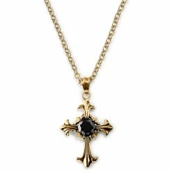 Lucleon Gold-Tone With Gothic Cross Cable Chain Necklace