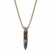 Arkai Rico | Rose Gold-Tone Stainless Steel Skull & Snowflake Obsidian Bullet Box Chain Necklace