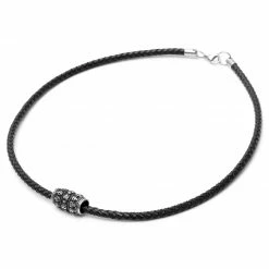 Fort Tempus Black Leather With Silver-Tone Stainless Steel Skulls Barrel Necklace -MEN NECKLACES shop 3 1 135 1 45 1 57 1 176