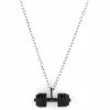 Fort Tempus Silver-Tone & Black Stainless Steel Dumbell Cable Chain Necklace -MEN NECKLACES shop 3 1 135 1 45 1 57 1 210