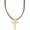Lucleon Iconic | Brown Leather With Gold-Tone Cross Necklace 1 Lucleon Iconic | Brown Leather With Gold-Tone Cross Necklace -MEN NECKLACES shop 3 1 14 6 1