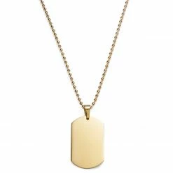 Lucleon Gold-Tone Dog Tag Ball Chain Necklace