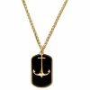 Lucleon Gold-Tone Anchor & Black Onyx Dog Tag Wheat Chain Necklace -MEN NECKLACES shop 3 1sidro