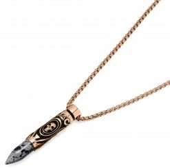 Arkai Rico | Rose Gold-Tone Stainless Steel Skull & Snowflake Obsidian Bullet Box Chain Necklace -MEN NECKLACES shop 3 2.eabe0dd519ba171a7ffd1a11db7ef520