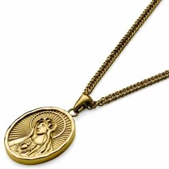 Lucleon Sanctus | Gold-Tone Immaculate Heart of Mary Wheat Chain Necklace -MEN NECKLACES shop 3 2 89474ebb2c6b9ff4ad544b94f3d680b9
