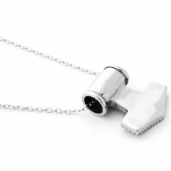 Fort Tempus Silver-Tone Stainless Steel XXL Thor's Hammer Cable Chain Necklace -MEN NECKLACES shop 3 3 116