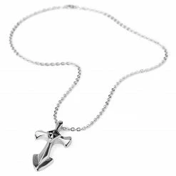 Fort Tempus Silver-Tone Stainless Steel Cross Sword Cable Chain Necklace -MEN NECKLACES shop 3 3 copy 50