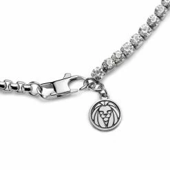 Lucleon Amager | Silver-Tone Zirconia Stainless Steel Chain Necklace -MEN NECKLACES shop 3 3llamag