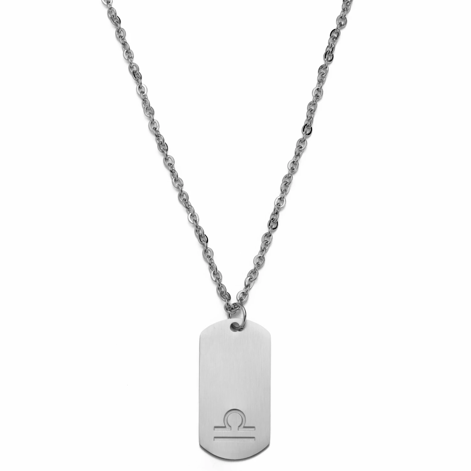 Lucleon Zodiac | Silver-Tone Stainless Steel Libra Star Sign Dog Tag Cable Chain Necklace 3 Lucleon Zodiac | Silver-Tone Stainless Steel Libra Star Sign Dog Tag Cable Chain Necklace