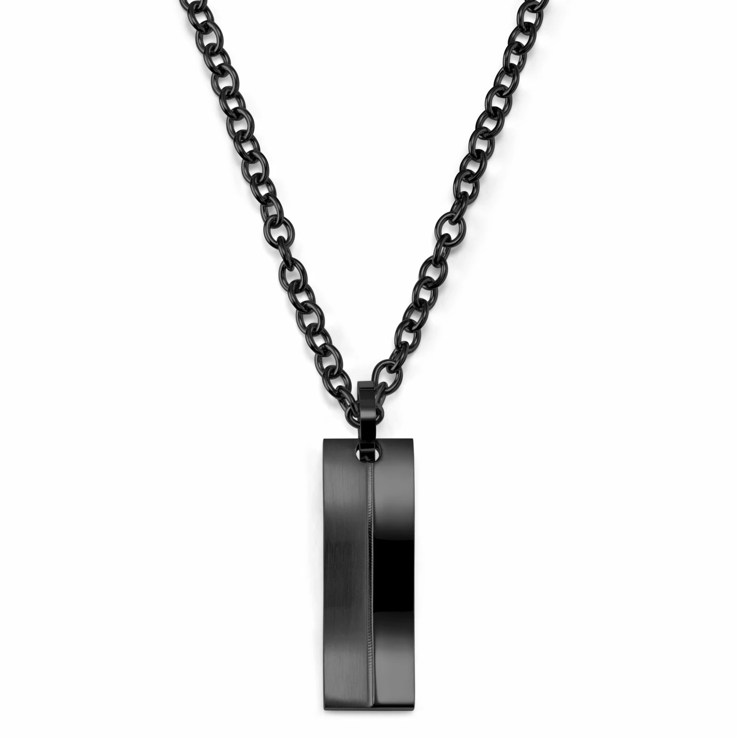 Lucleon Gunmetal Stainless Steel Curved Plate Cable Chain Necklace 3 Lucleon Gunmetal Stainless Steel Curved Plate Cable Chain Necklace