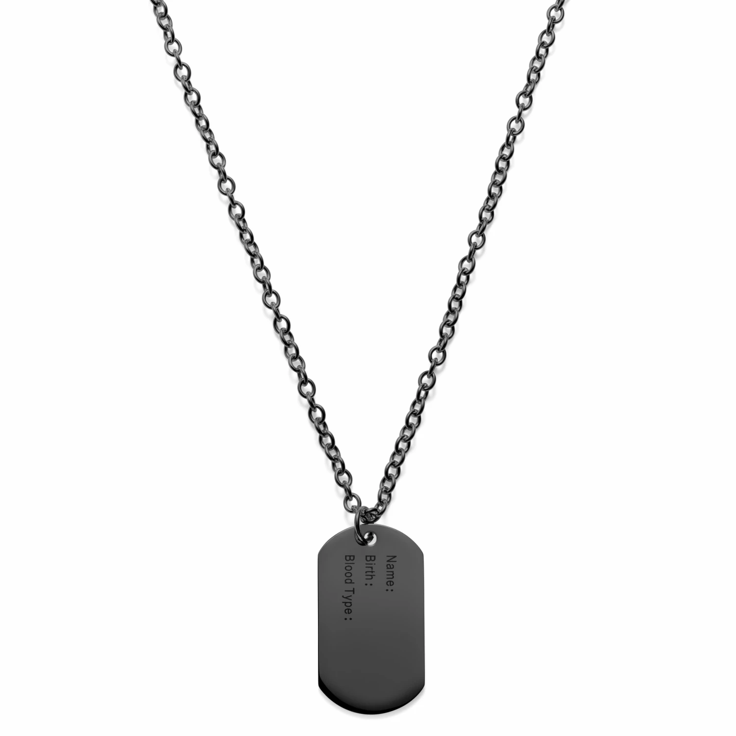 Lucleon Black Stainless Steel & Dog Tag Cable Chain Necklace 3 Lucleon Black Stainless Steel & Dog Tag Cable Chain Necklace
