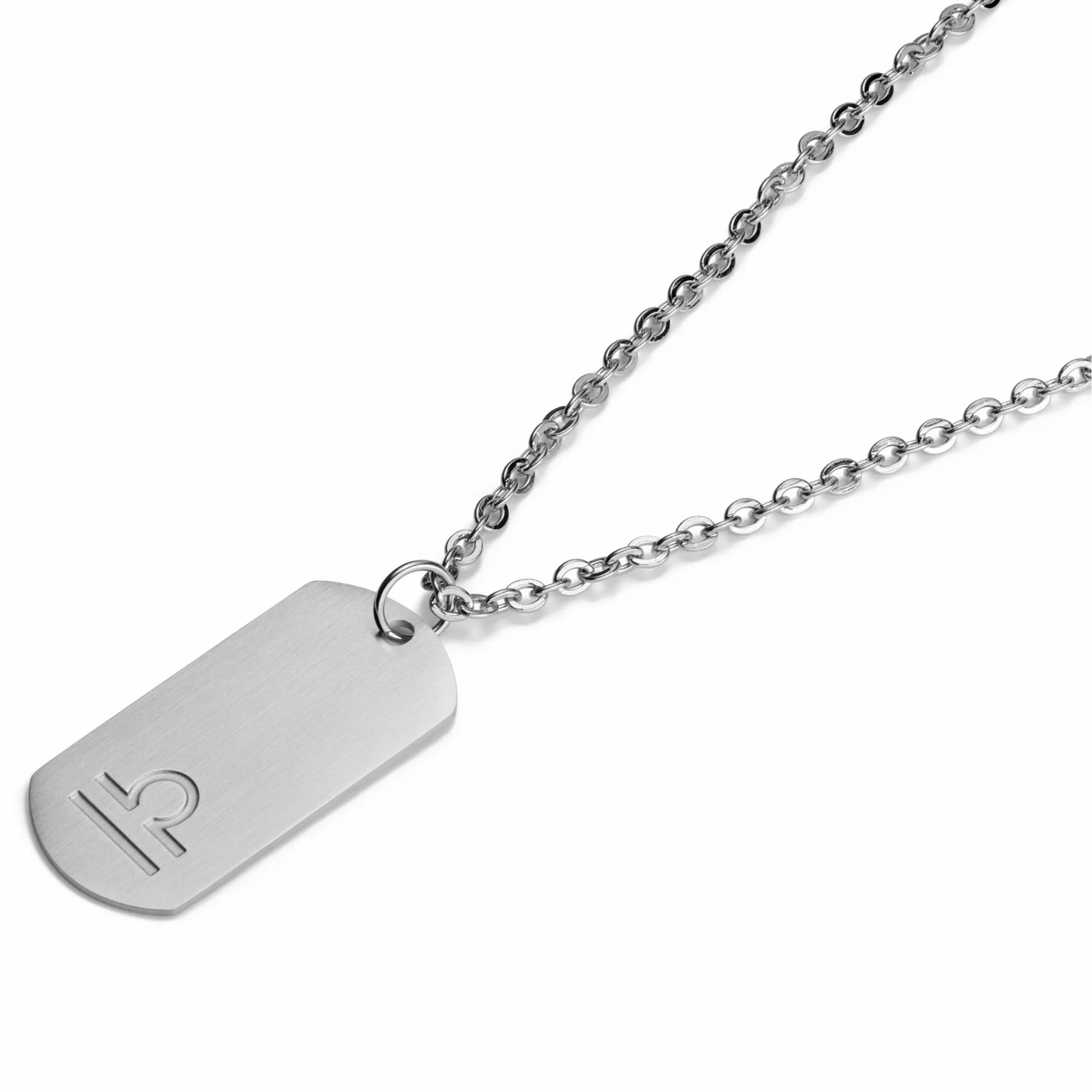 Lucleon Zodiac | Silver-Tone Stainless Steel Libra Star Sign Dog Tag Cable Chain Necklace 4 Lucleon Zodiac | Silver-Tone Stainless Steel Libra Star Sign Dog Tag Cable Chain Necklace - Image 2