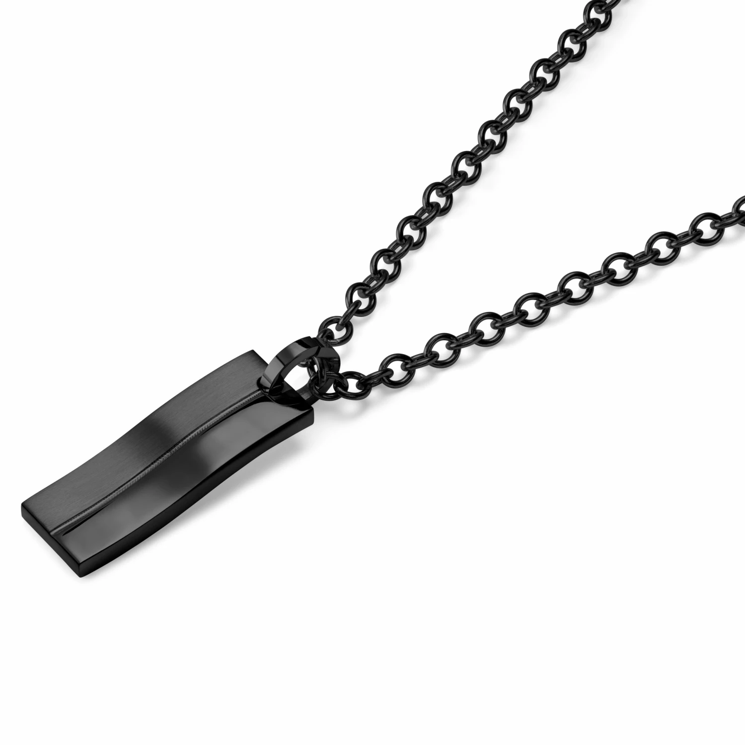 Lucleon Gunmetal Stainless Steel Curved Plate Cable Chain Necklace 5 Lucleon Gunmetal Stainless Steel Curved Plate Cable Chain Necklace - Image 3