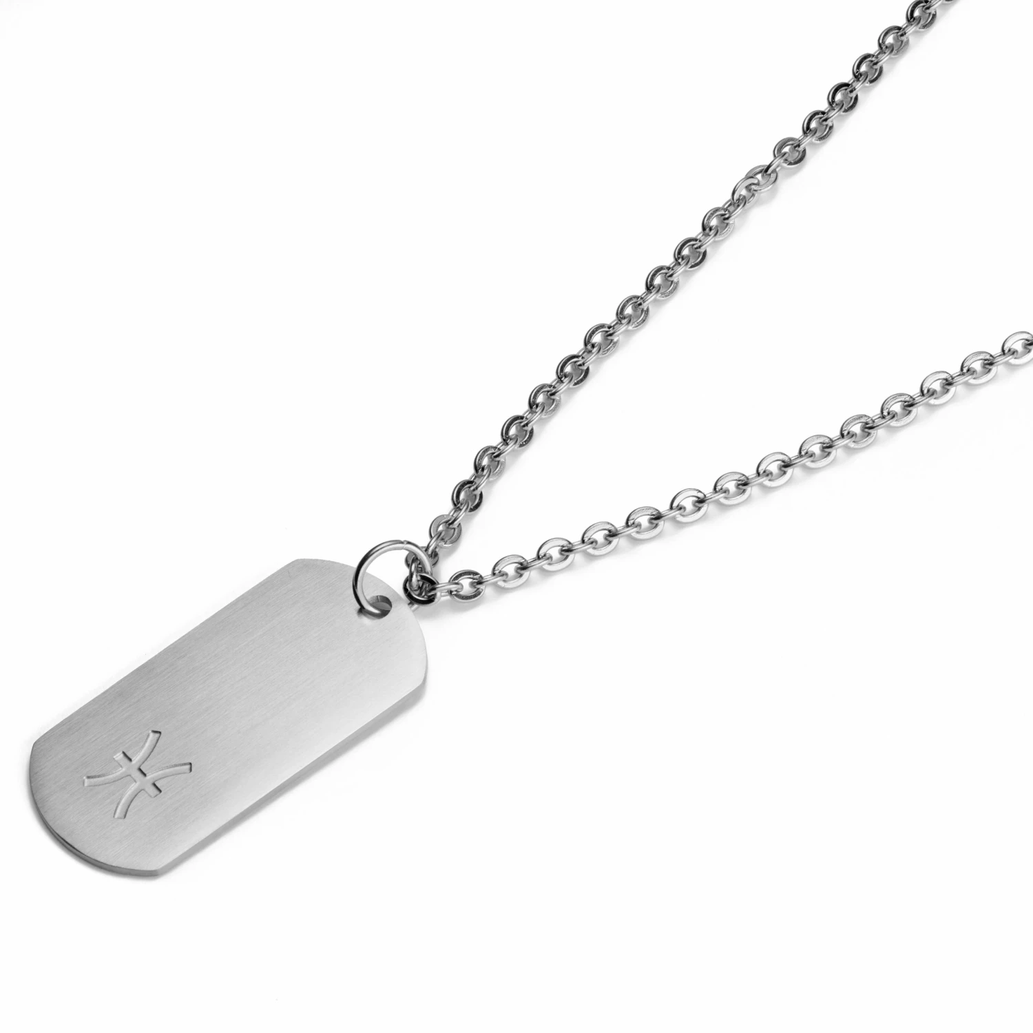 Lucleon Zodiac | Silver-Tone Stainless Steel Pisces Star Sign Dog Tag Cable Chain Necklace 4 Lucleon Zodiac | Silver-Tone Stainless Steel Pisces Star Sign Dog Tag Cable Chain Necklace - Image 2