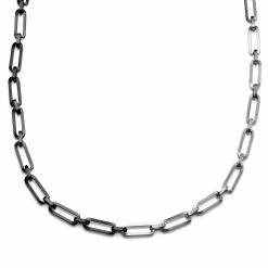 Lucleon Amager | 8 mm Silver-Tone & Gunmetal Stainless Steel Cable Chain Necklace