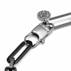 Lucleon Amager | 8 mm Silver-Tone & Gunmetal Stainless Steel Cable Chain Necklace -MEN NECKLACES shop 35 3e96f5507db16f7ebc6539e828efb1d08