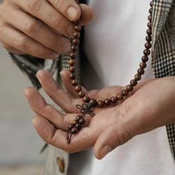 Lucleon Wooden Simple Beaded Necklace -MEN NECKLACES shop 3601 square 1