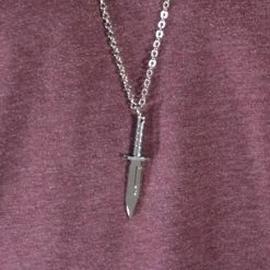 Fort Tempus Silver-Tone Stainless Steel Knife Cable Chain Necklace 9 Fort Tempus Silver-Tone Stainless Steel Knife Cable Chain Necklace -MEN NECKLACES shop 39 silver knife stainless steel cropped2