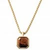 Arkai Orisun | Gold-Tone & Mahogany Obsidian Octagon Box Chain Necklace
