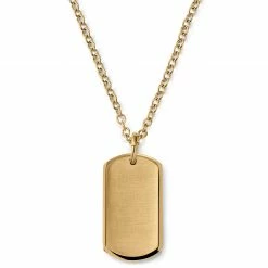 Lucleon Gold-Tone With ID Dog Tag Cable Chain Necklace