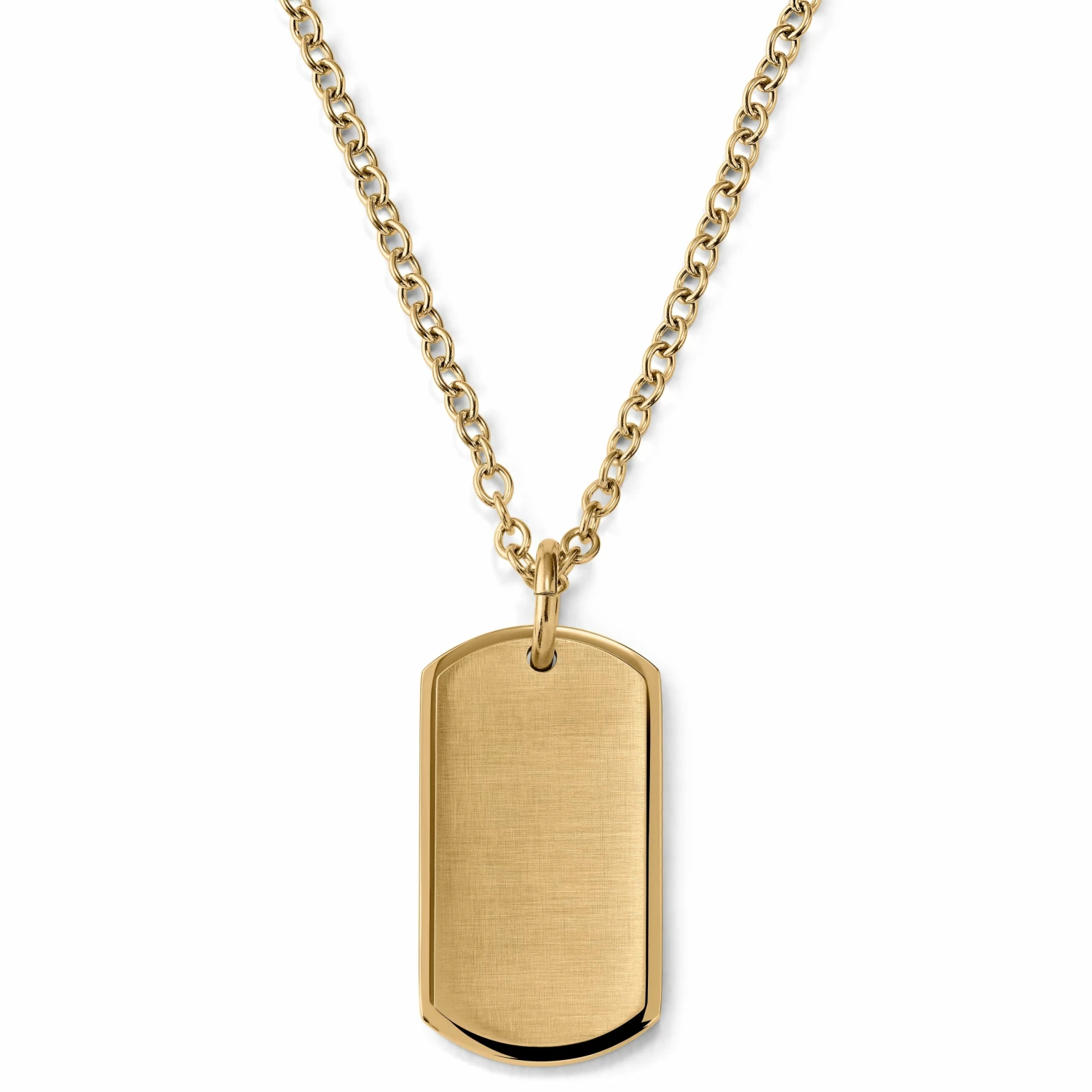 Lucleon Gold-Tone With ID Dog Tag Cable Chain Necklace 3 Lucleon Gold-Tone With ID Dog Tag Cable Chain Necklace