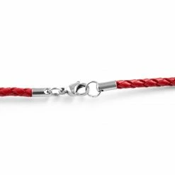 Collin Rowe 3 mm Red Woven Leather Necklace -MEN NECKLACES shop 4 1 287