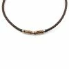 Lucleon Brown Leather With Rose Gold-Tone Clasps Braided Necklace 2 Lucleon Brown Leather With Rose Gold-Tone Clasps Braided Necklace -MEN NECKLACES shop 4 2 114