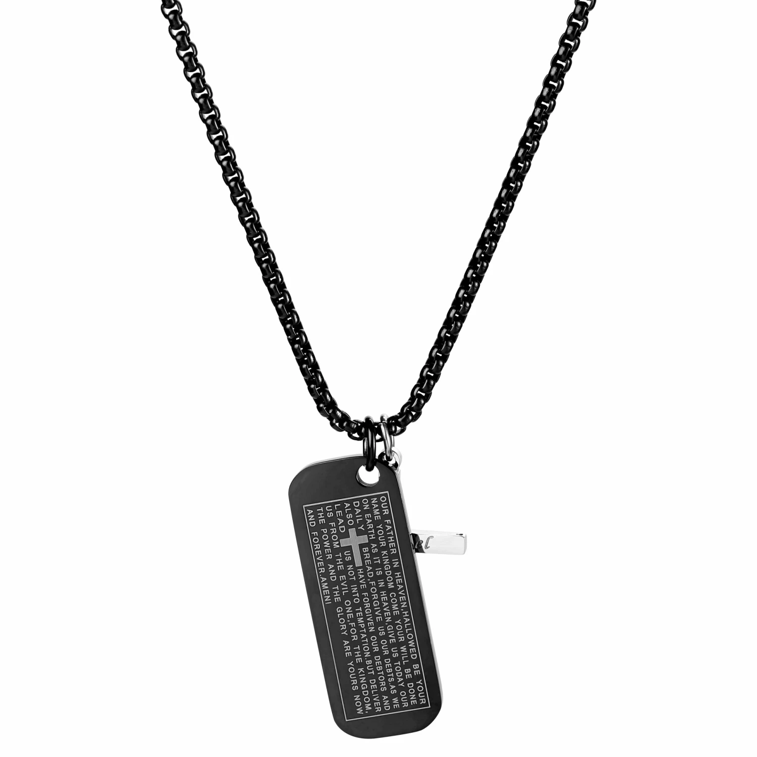 Fort Tempus Immanuel Cross & Black Dog Tag Necklace 7 Fort Tempus Immanuel Cross & Black Dog Tag Necklace - Image 5