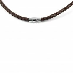 Lucleon Brown Leather With Rose Gold-Tone Clasps Braided Necklace 10 Lucleon Brown Leather With Rose Gold-Tone Clasps Braided Necklace -MEN NECKLACES shop 4 3 63
