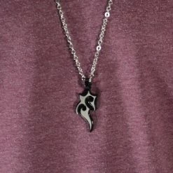 Fort Tempus Silver-Tone Stainless Steel Black Lightning Cable Chain Necklace -MEN NECKLACES shop 41 black lightning steel necklace cropped2