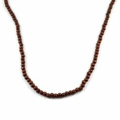 Collin Rowe Red & Brown Wooden Pearl Beaded Necklace