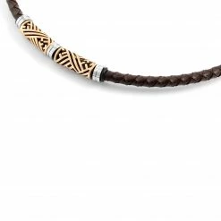 Lucleon Brown Leather With Rose Gold-Tone Clasps Braided Necklace 11 Lucleon Brown Leather With Rose Gold-Tone Clasps Braided Necklace -MEN NECKLACES shop 4 168