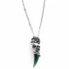 Fort Tempus Silver-Tone Stainless Steel With Green Glass Tooth Cable Chain Necklace -MEN NECKLACES shop 4 203