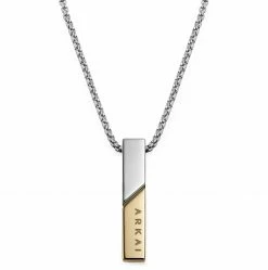 Arkai Rico | Silver-Tone Stainless Steel With Silver- & Gold-Tone Rectangular Box Chain Necklace