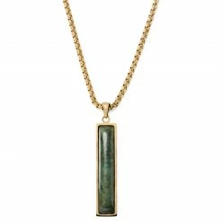 MEN NECKLACES shop 39 Arkai Orisun | Gold-Tone & Green African Jade Box Chain Necklace