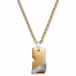 Lucleon Gold- & Silver-Tone Stainless Steel Dog Tag Cable Chain Necklace