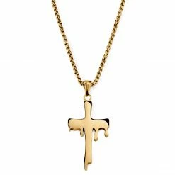 Otsu Fahrenheit | Gold-Tone Melting Cross Box Chain Necklace