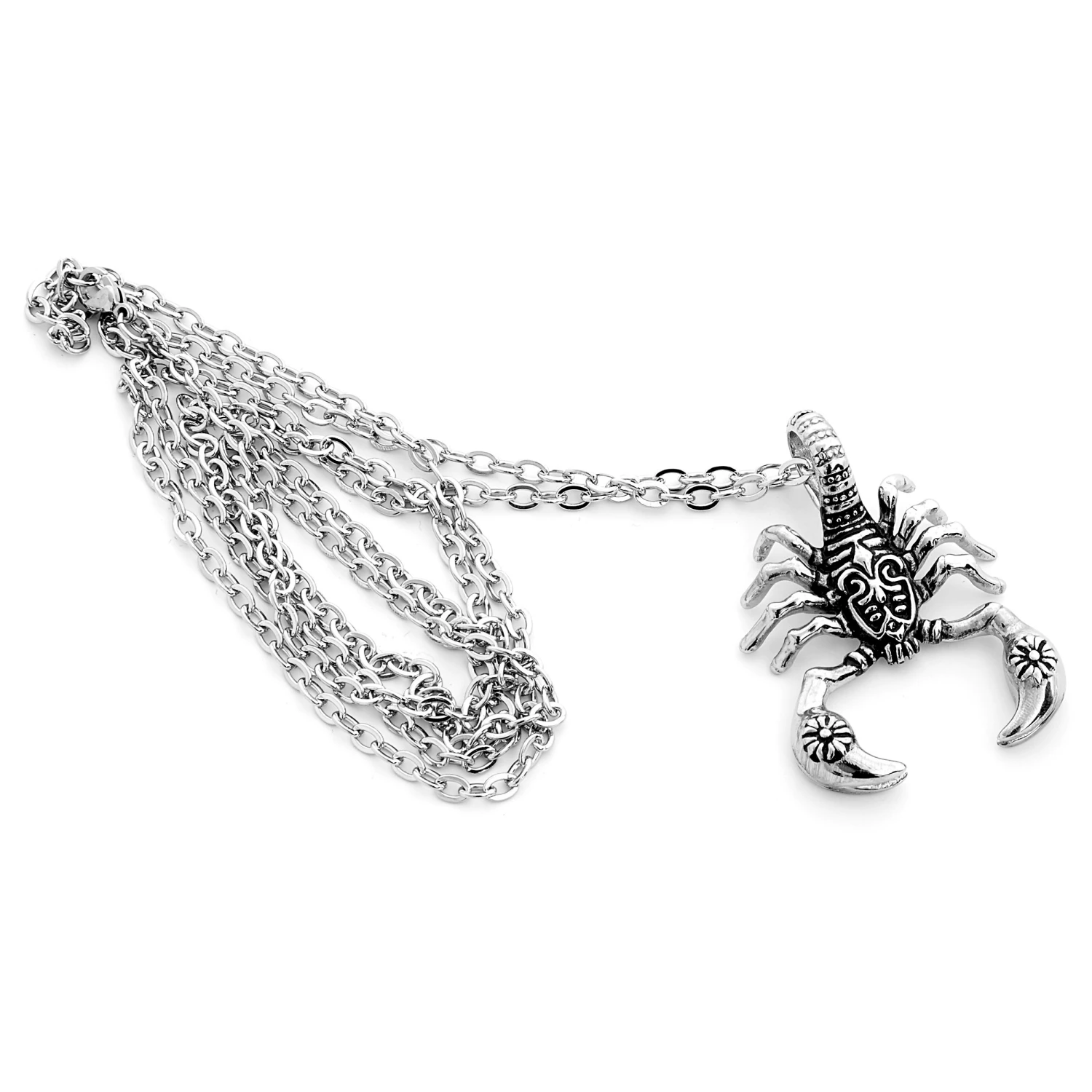Fort Tempus Silver-Tone Stainless Steel Scorpion Cable Chain Necklace 4 Fort Tempus Silver-Tone Stainless Steel Scorpion Cable Chain Necklace - Image 2