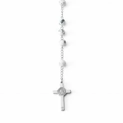 Fort Tempus Silver-Tone & White Rosary With Silver-Tone Our Lady Of Guadalupe & Cross Beads Necklace -MEN NECKLACES shop 5 2.4649b94625fb65971c0d9c9bed77815b