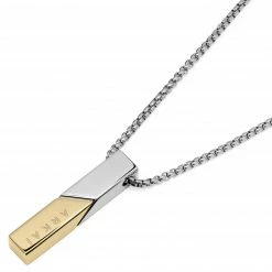 Arkai Rico | Silver-Tone Stainless Steel With Silver- & Gold-Tone Rectangular Box Chain Necklace -MEN NECKLACES shop 5 2.b5acb920121afc25defba64ea14f2b99