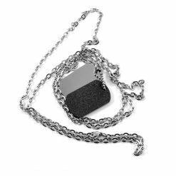 Fort Tempus Silver-Tone Stainless Steel Black & Silver-Tone Double Dog Tag Necklace -MEN NECKLACES shop 5 2 4 4