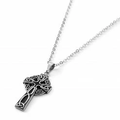 Fort Tempus Silver-Tone Stainless Steel Celtic Cross Cable Chain Necklace -MEN NECKLACES shop 5 2 copy 18