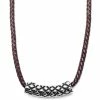 Fort Tempus Brown Leather With Silver-Tone Stainless Steel Criss Cross Necklace 1 Fort Tempus Brown Leather With Silver-Tone Stainless Steel Criss Cross Necklace -MEN NECKLACES shop 5 3 201