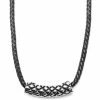 Fort Tempus Black Leather With Silver-Tone Stainless Steel Criss Cross Necklace -MEN NECKLACES shop 5 3 205